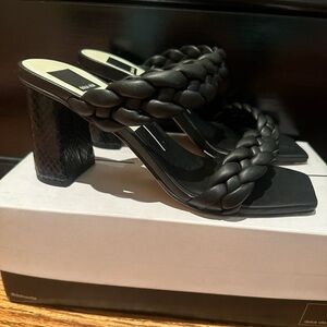dolce vita black braided sandal heel